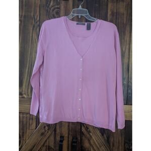 Liz Claiborne Classics 74% Silk V Neck Cardigan With Matching Shell Size 1X